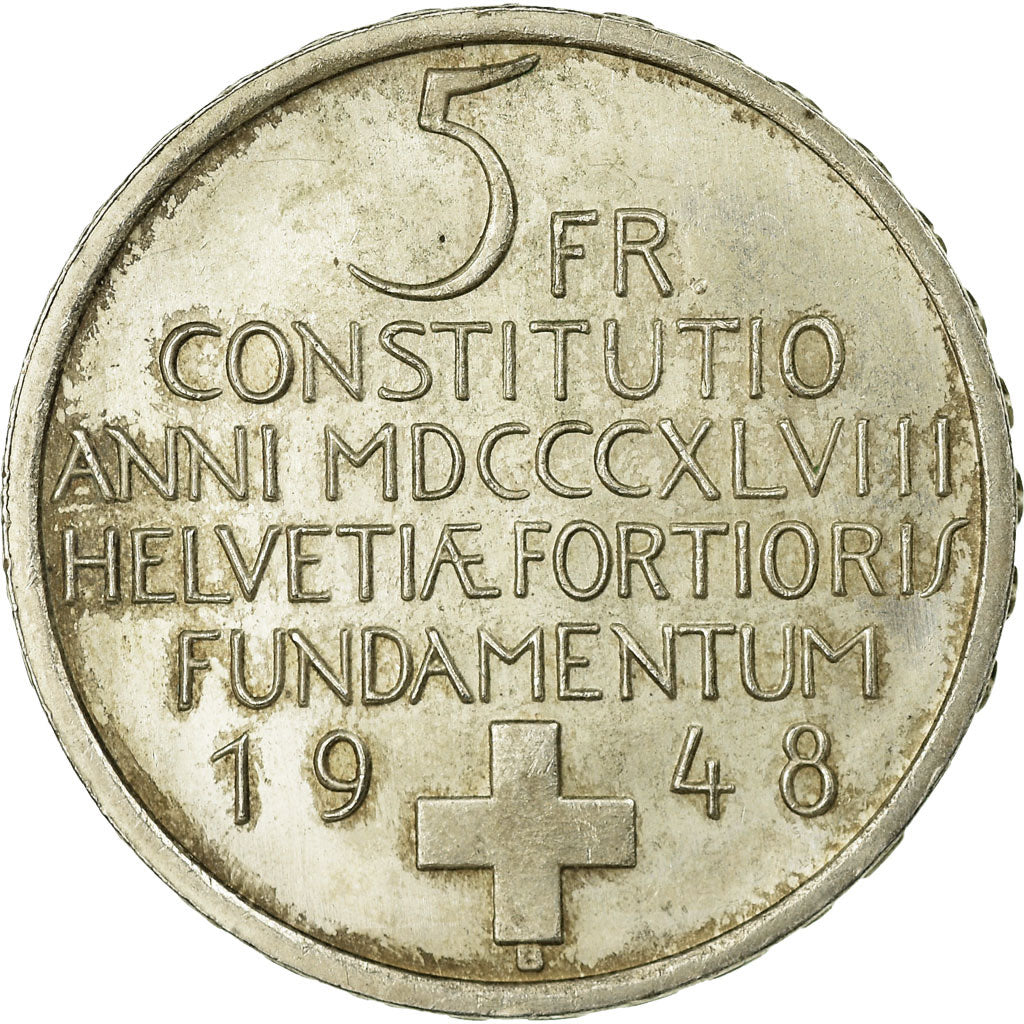 Coin, Switzerland, 5 Francs, 1948, Bern, AU(55-58), Silver, KM:48