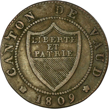 Coin, SWISS CANTONS, VAUD, 1/2 Batzen-5 Rappen, 1809, EF(40-45), Billon, KM:6