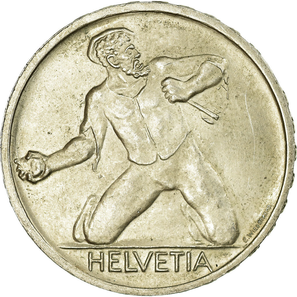 Coin, Switzerland, 5 Francs, 1944, Bern, MS(60-62), Silver, KM:45