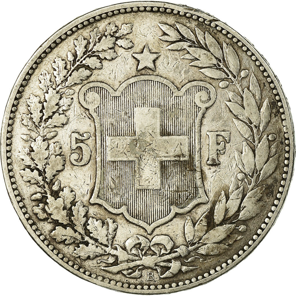 Coin, Switzerland, 5 Francs, 1889, Bern, VF(30-35), Silver, KM:34