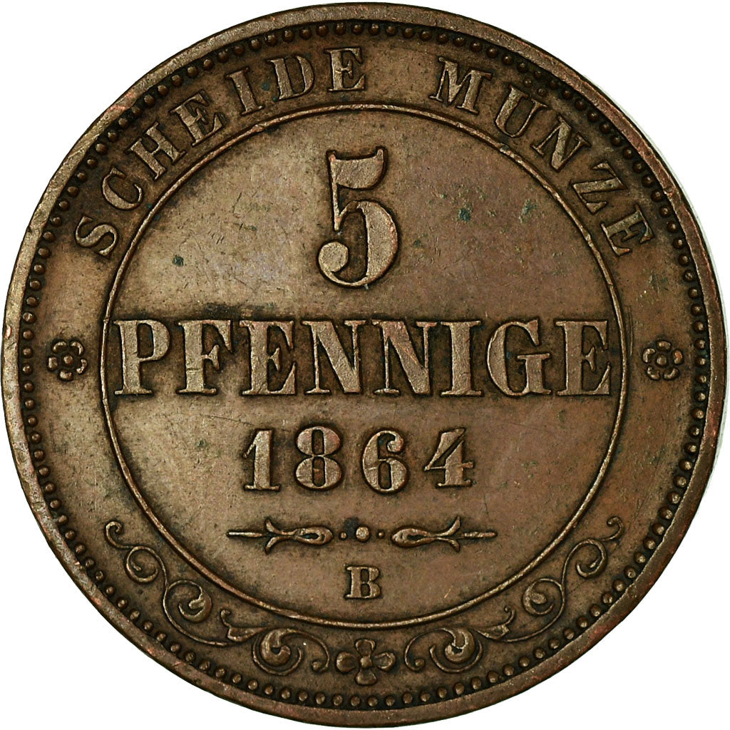 Coin, German States, SAXONY-ALBERTINE, Johann, 5 Pfennig, 1864, Dresde