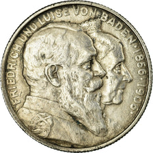 Coin, German States, BADEN, Friedrich I, 2 Mark, 1906, AU(50-53), Silver, KM:276