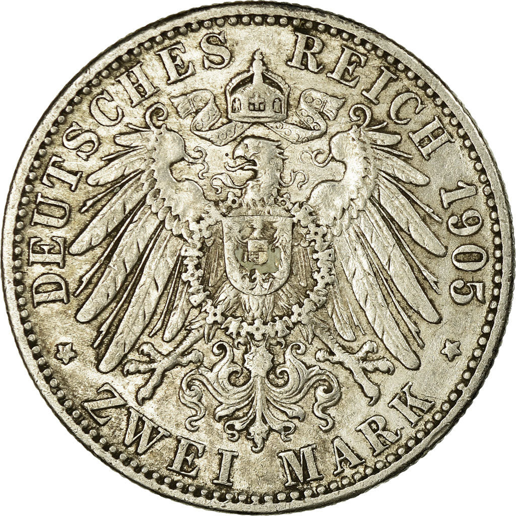 Moeda, Estados Alemães, BADEN, Friedrich I, 2 Mark, 1905, Stuttgart, EF(40-45)