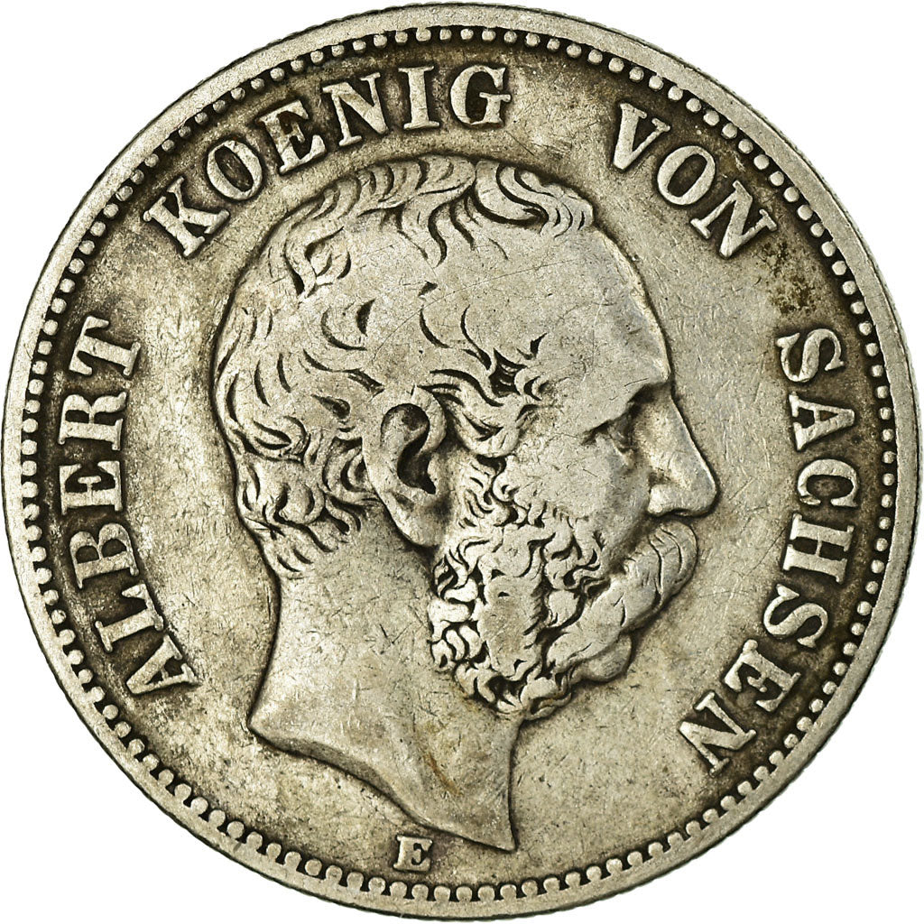 Coin, German States, SAXONY-ALBERTINE, Albert, 2 Mark, 1876, Muldenhütten