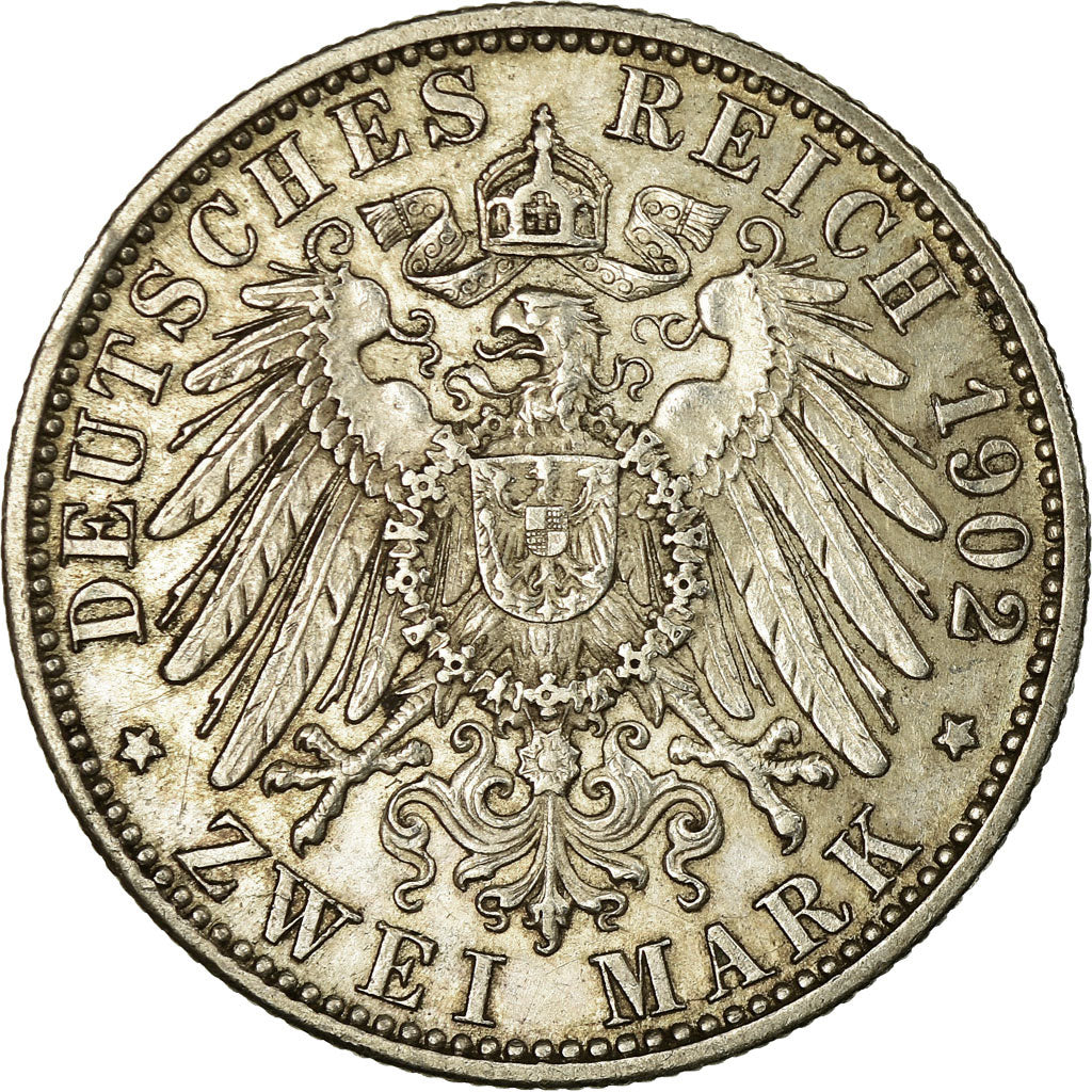 Coin, German States, BADEN, Friedrich I, 2 Mark, 1902, Karlsruhe, EF(40-45)