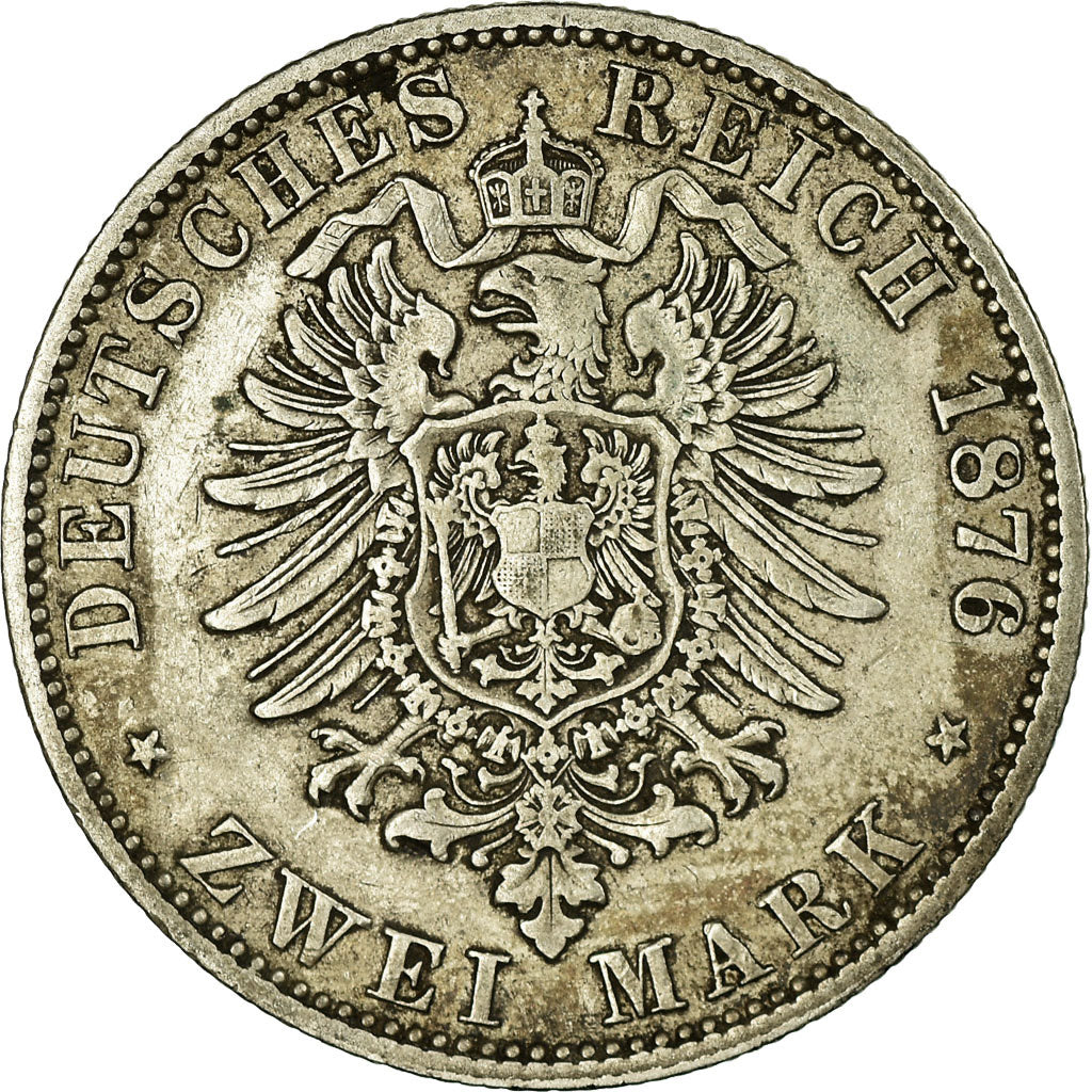 Coin, German States, PRUSSIA, Wilhelm I, 2 Mark, 1876, Berlin, VF(20-25)