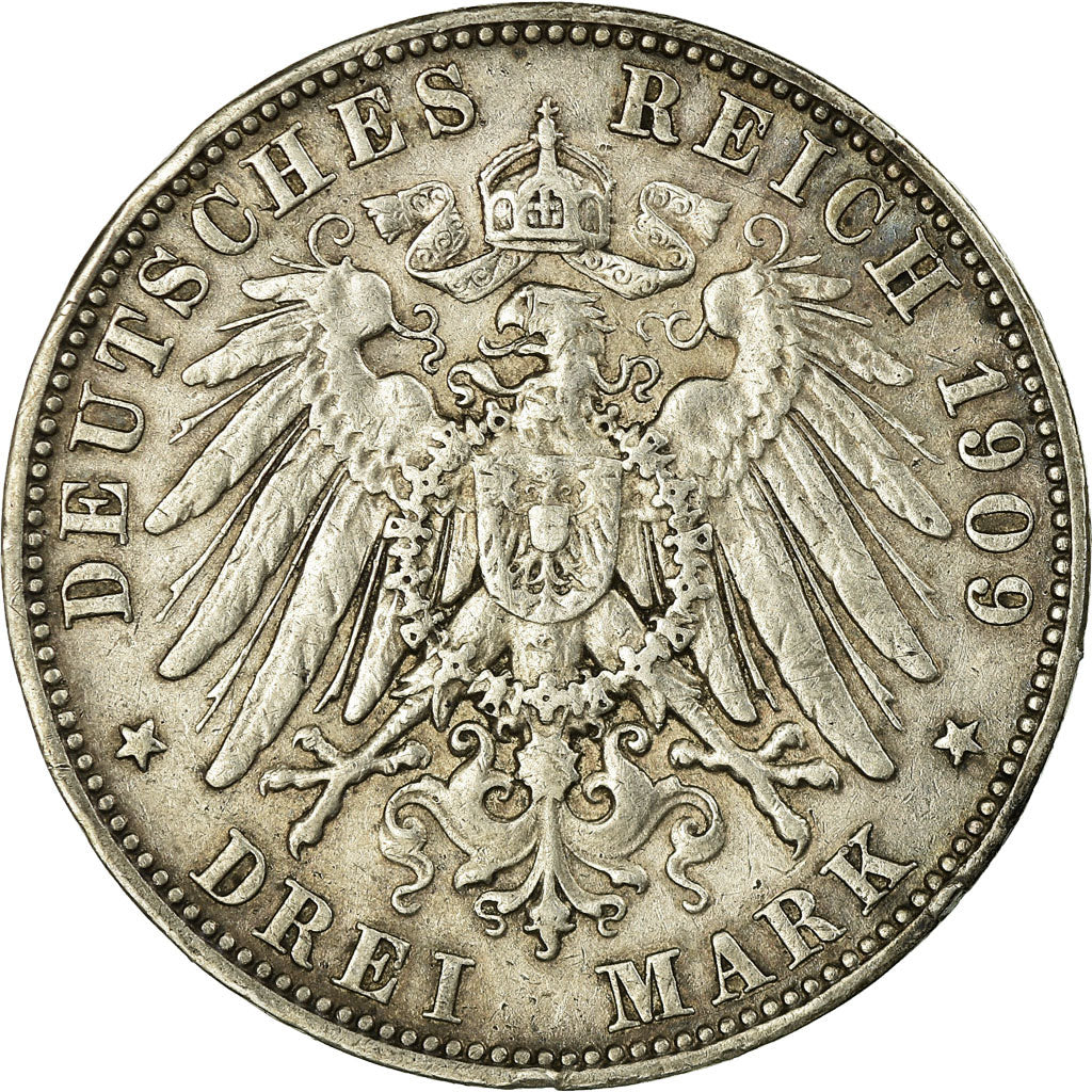 Coin, German States, SAXONY-ALBERTINE, Friedrich August III, 3 Mark, 1909