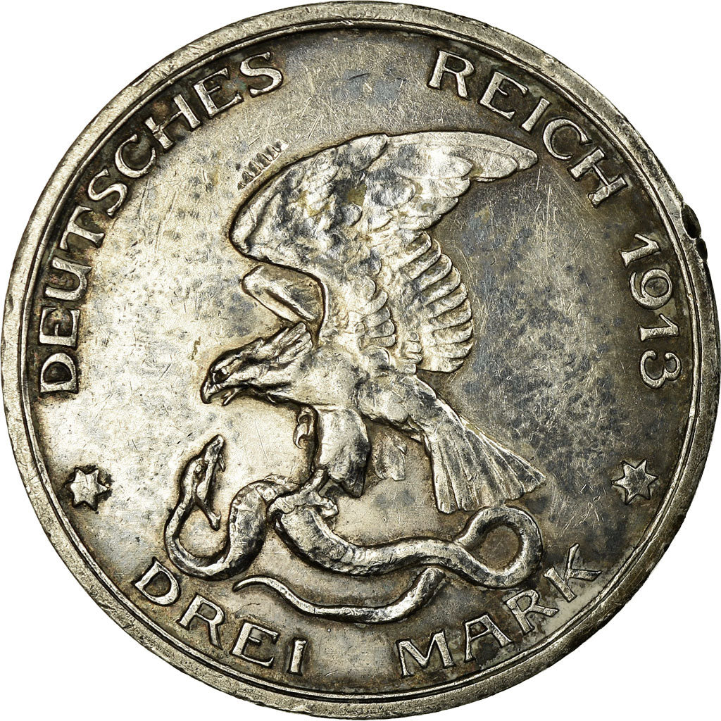 Coin, German States, PRUSSIA, Wilhelm II, 3 Mark, 1913, Berlin, EF(40-45)