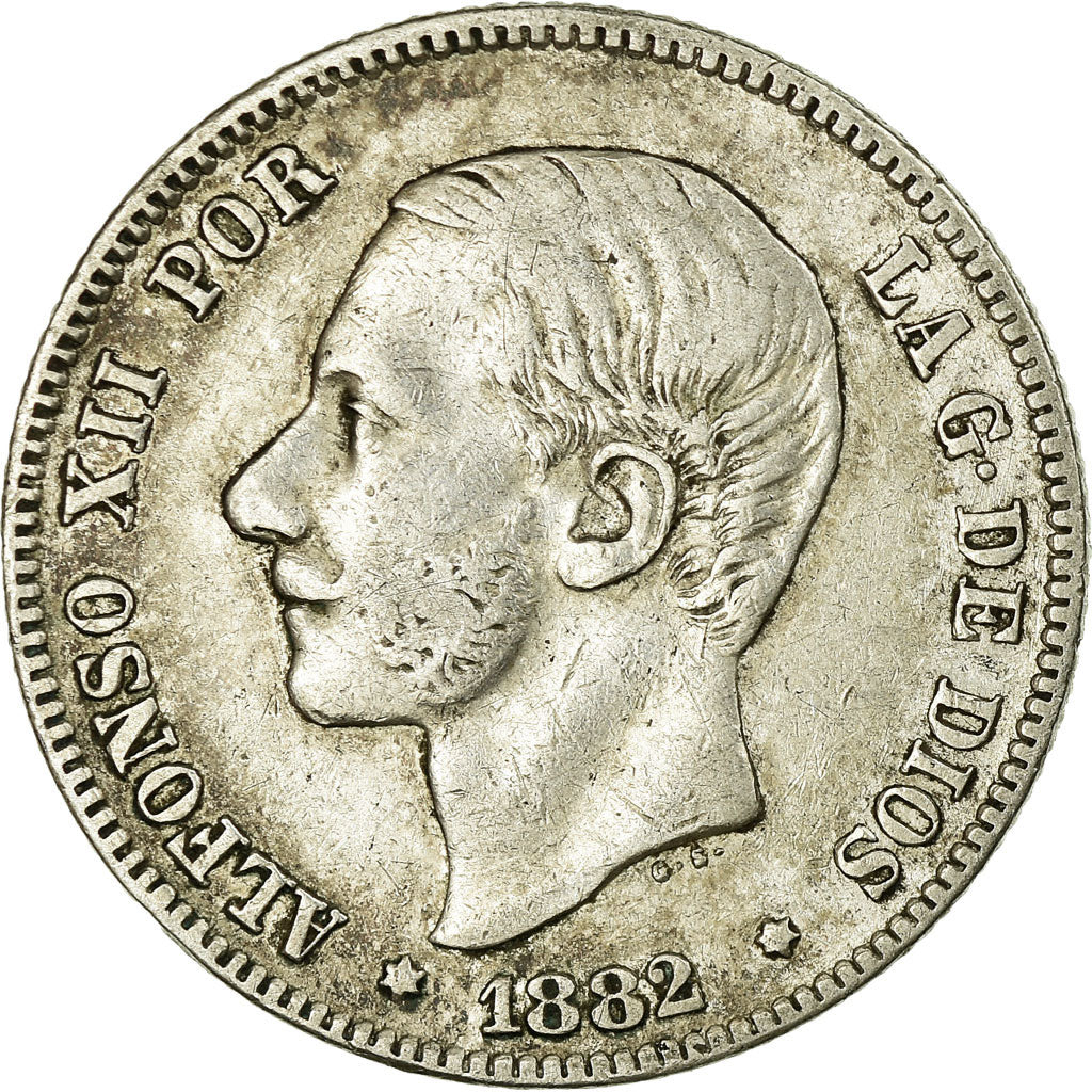 Coin, Spain, Alfonso XII, 2 Pesetas, 1882, Madrid, VF(30-35), Silver, KM:678.2