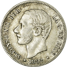 Moneta, Spagna, Alfonso XII, 2 Pesetas, 1882, Madrid, MB+, Argento, KM:678.2
