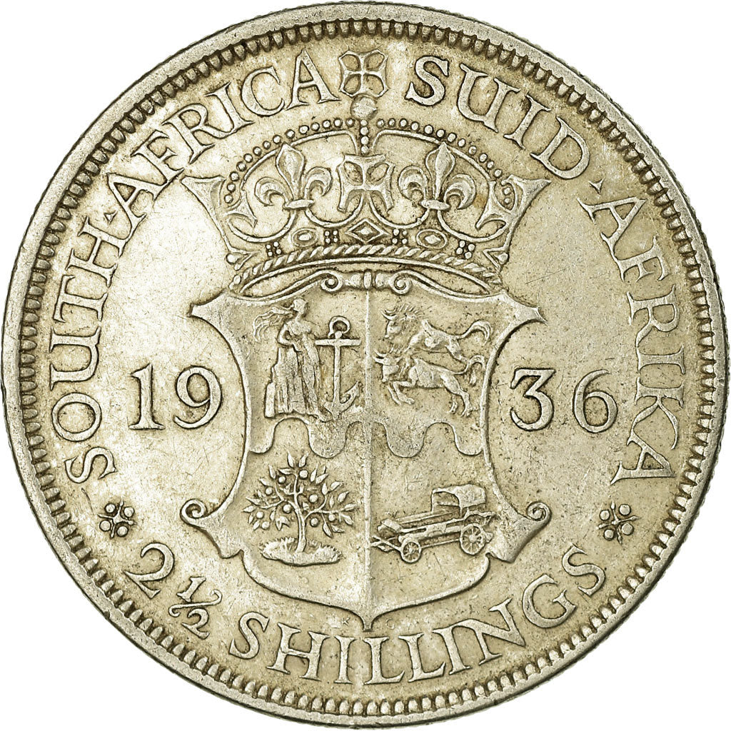 Coin, South Africa, George V, 2-1/2 Shillings, 1936, VF(30-35), Silver, KM:19.3
