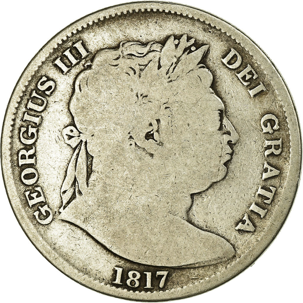 Coin, Great Britain, George III, 1/2 Crown, 1817, F(12-15), Silver, KM:672