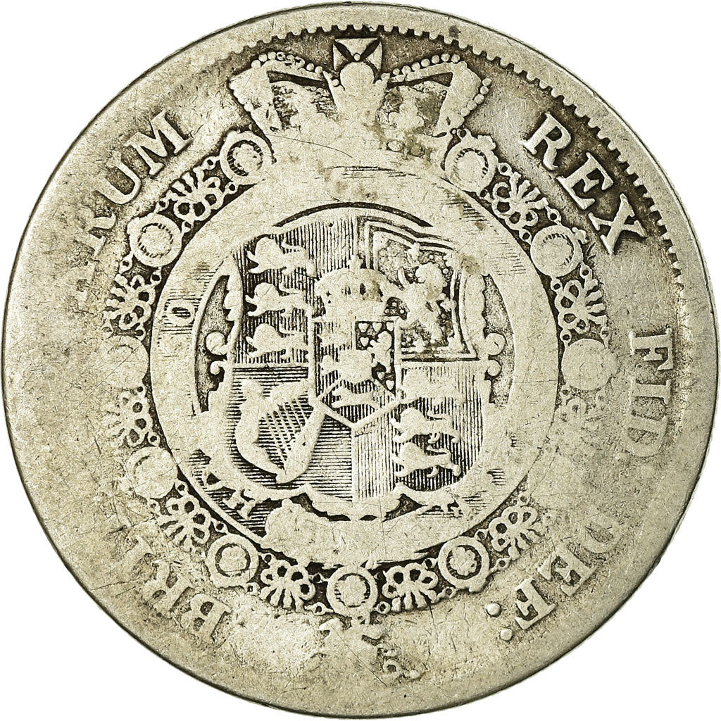 Coin, Great Britain, George III, 1/2 Crown, 1817, F(12-15), Silver, KM:672