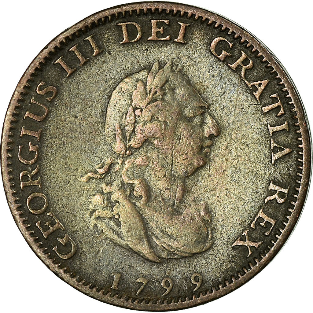 Coin, Great Britain, George III, Farthing, 1799, London, VF(30-35), Copper