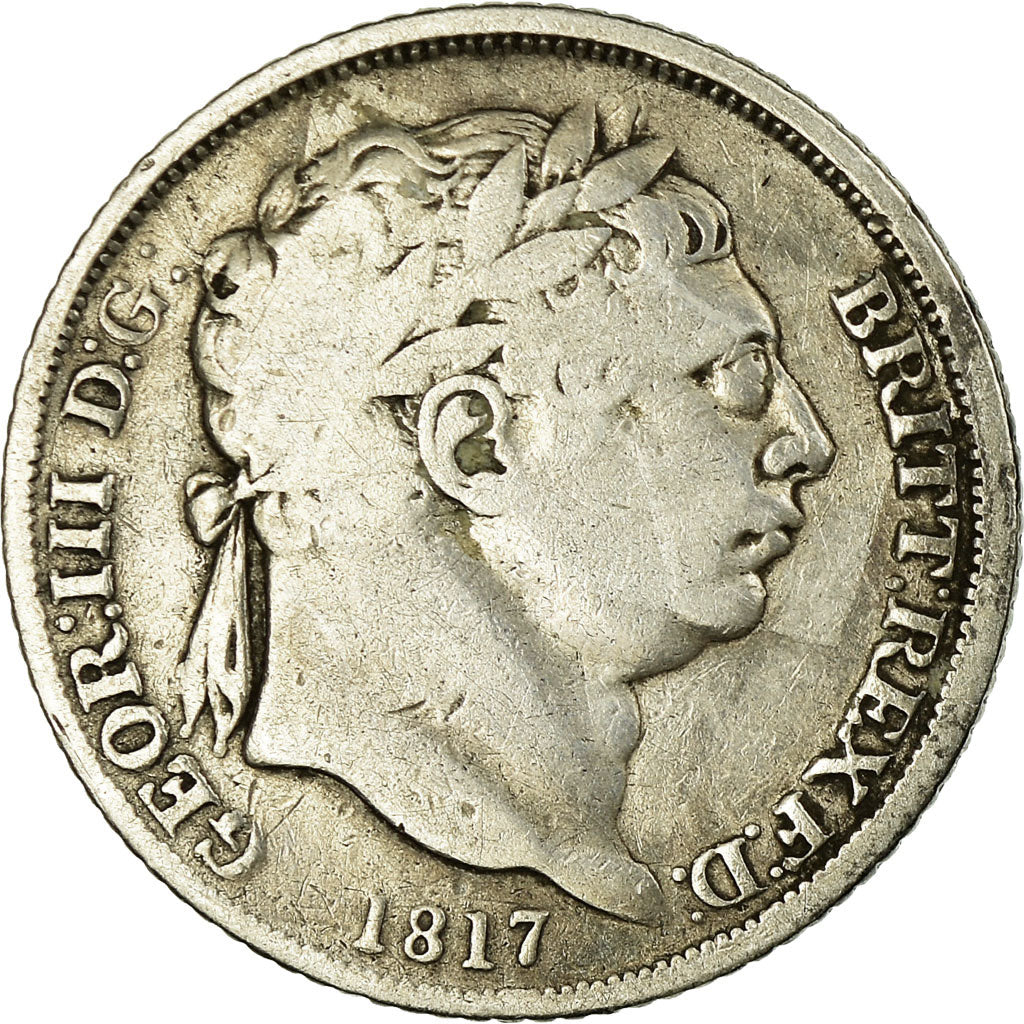 Coin, Great Britain, George III, 6 Pence, 1817, VF(20-25), Silver, KM:665