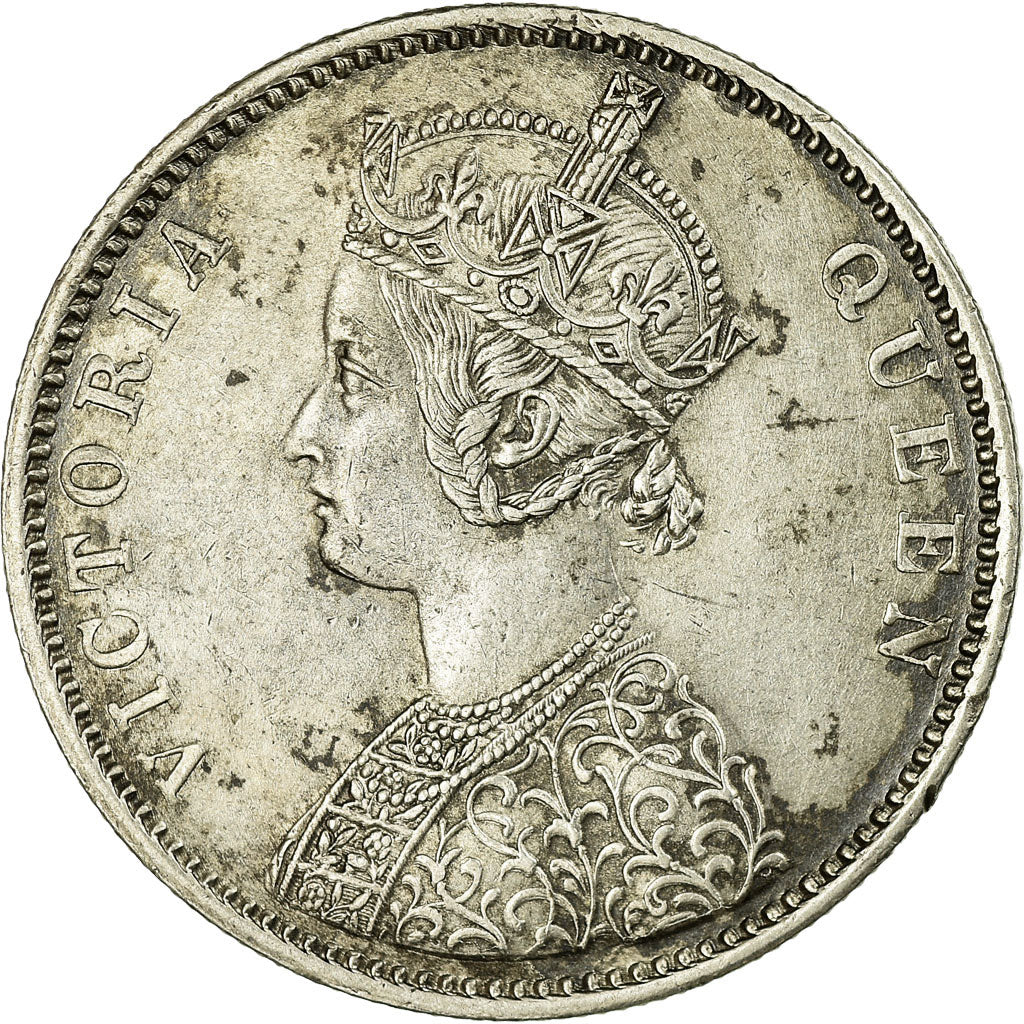 INDIA-BRITISH, Victoria, Rupee, 1876, Bombay, EF(40-45), Silver, KM:473.2