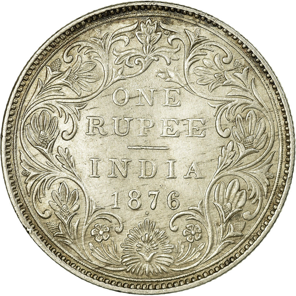INDIA-BRITISH, Victoria, Rupee, 1876, Bombay, EF(40-45), Silver, KM:473.2