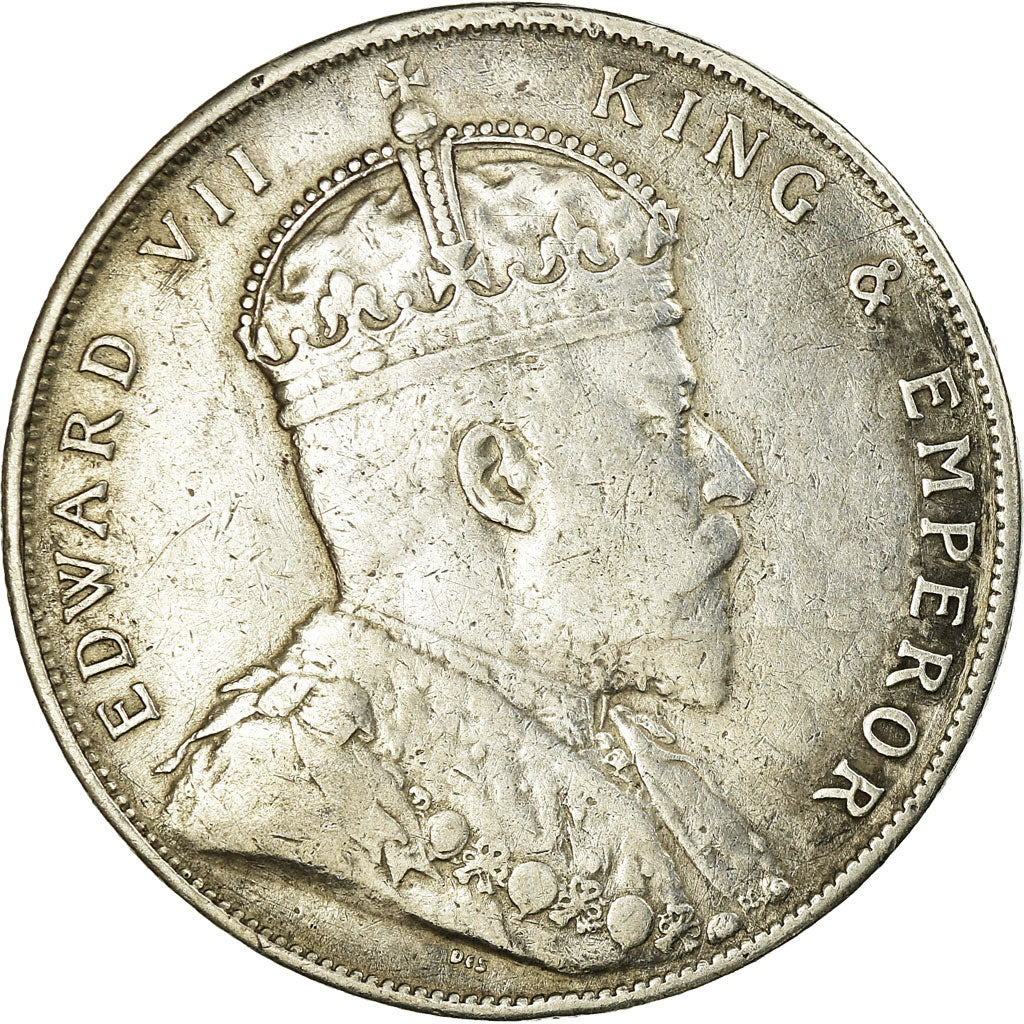 Münze, Straits Settlements, Edward VII, Dollar, 1908, Bombay, S+, Silber, KM:26