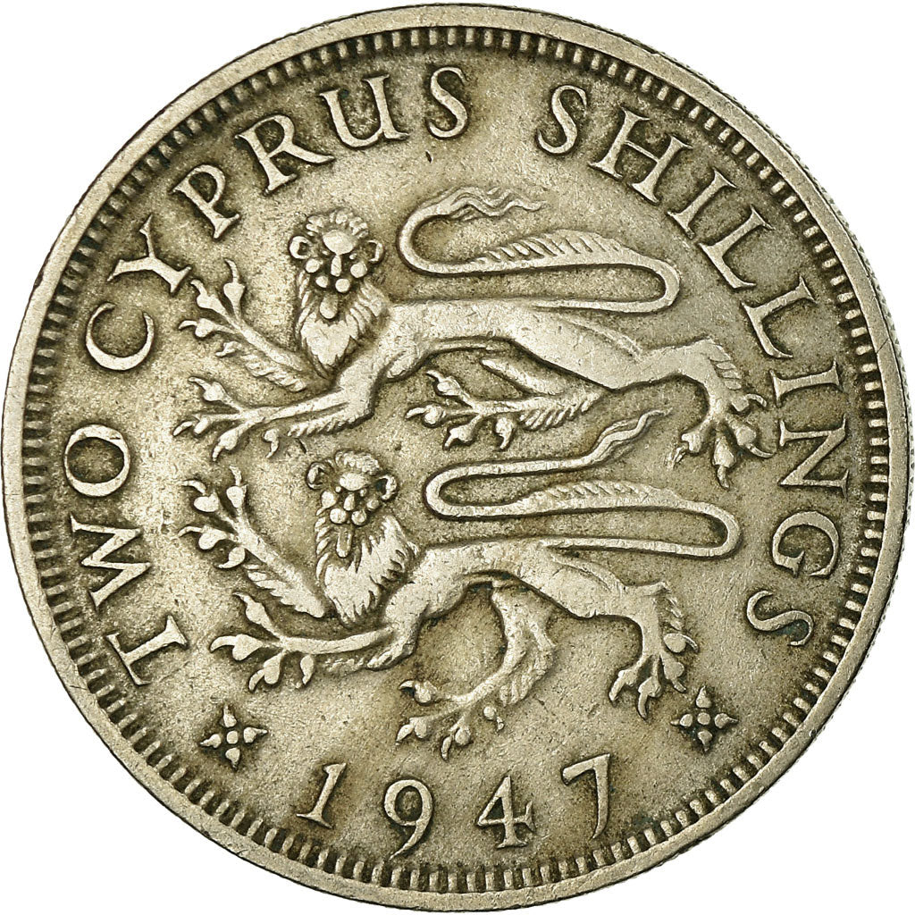 Coin, Cyprus, 2 Shilling, 1947, EF(40-45), Copper-nickel, KM:28