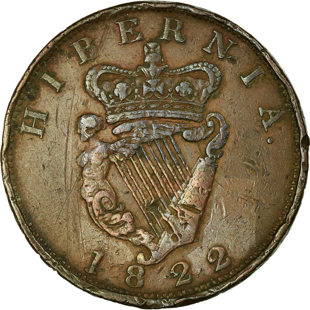 Coin, Ireland, George IV, Penny, 1822, EF(40-45), Copper, KM:151