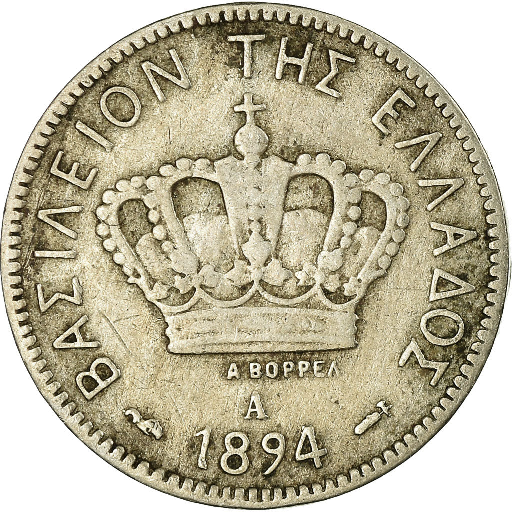 Coin, Greece, George I, 10 Lepta, 1894, Paris, EF(40-45), Copper-nickel, KM:59