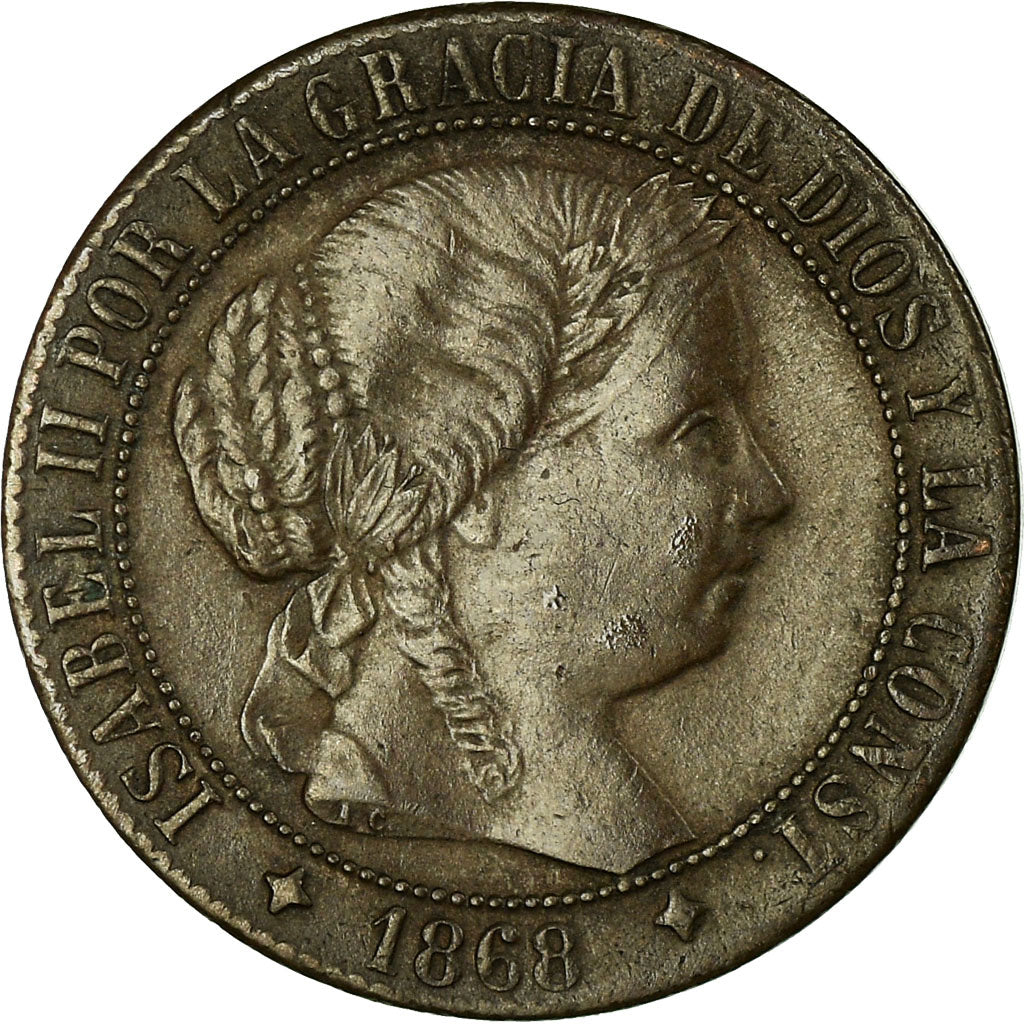 Coin, Spain, Isabel II, Centimo, 1868, Madrid, EF(40-45), Copper, KM:633.1