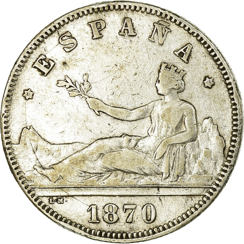 Coin, Spain, Provisional Government, 2 Pesetas, 1870, Madrid, VF(30-35), Silver