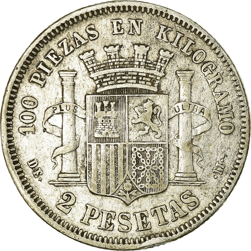 Coin, Spain, Provisional Government, 2 Pesetas, 1870, Madrid, VF(30-35), Silver