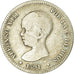 Coin, Spain, Alfonso XIII, Peseta, 1891, Madrid, VF(20-25), Silver, KM:691