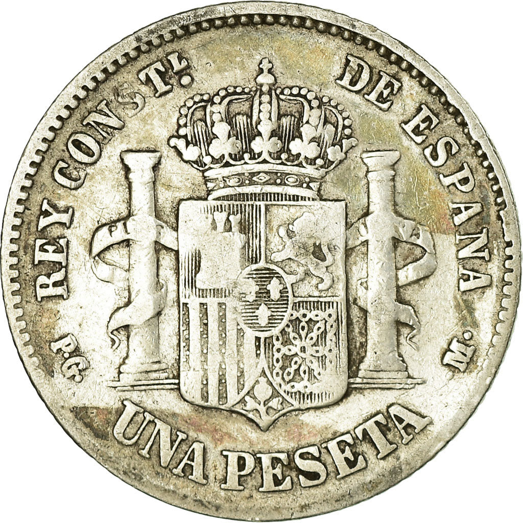 Coin, Spain, Alfonso XIII, Peseta, 1891, Madrid, VF(20-25), Silver, KM:691