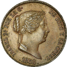 Coin, Spain, Isabel II, 25 Centimos, 1856, Segovia, AU(55-58), Copper, KM:615.2