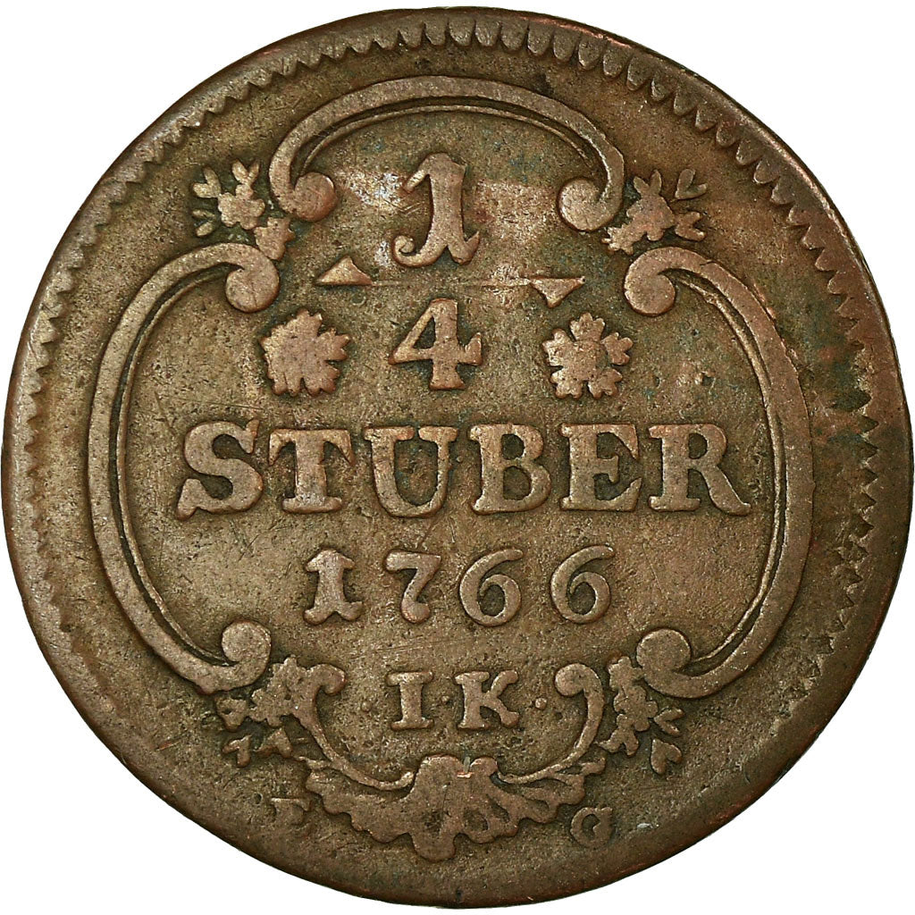 Coin, German States, COLOGNE, Maximilian Friedrich, 1/4 St, 1766, EF(40-45)