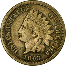 UNITED STATES, Indian Head Cent, Cent, 1863, U.S. Mint, KM #90, AU(55-58),...
