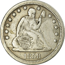 Coin, United States, Seated Liberty Quarter, Quarter, 1858, U.S. Mint