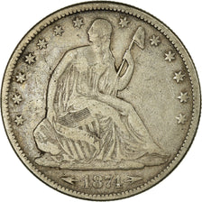 Coin, United States, Seated Liberty Half Dollar, Half Dollar, 1874, U.S. Mint