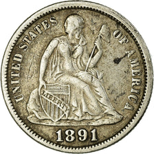 Coin, United States, Seated Liberty Dime, Dime, 1891, U.S. Mint, New Orleans
