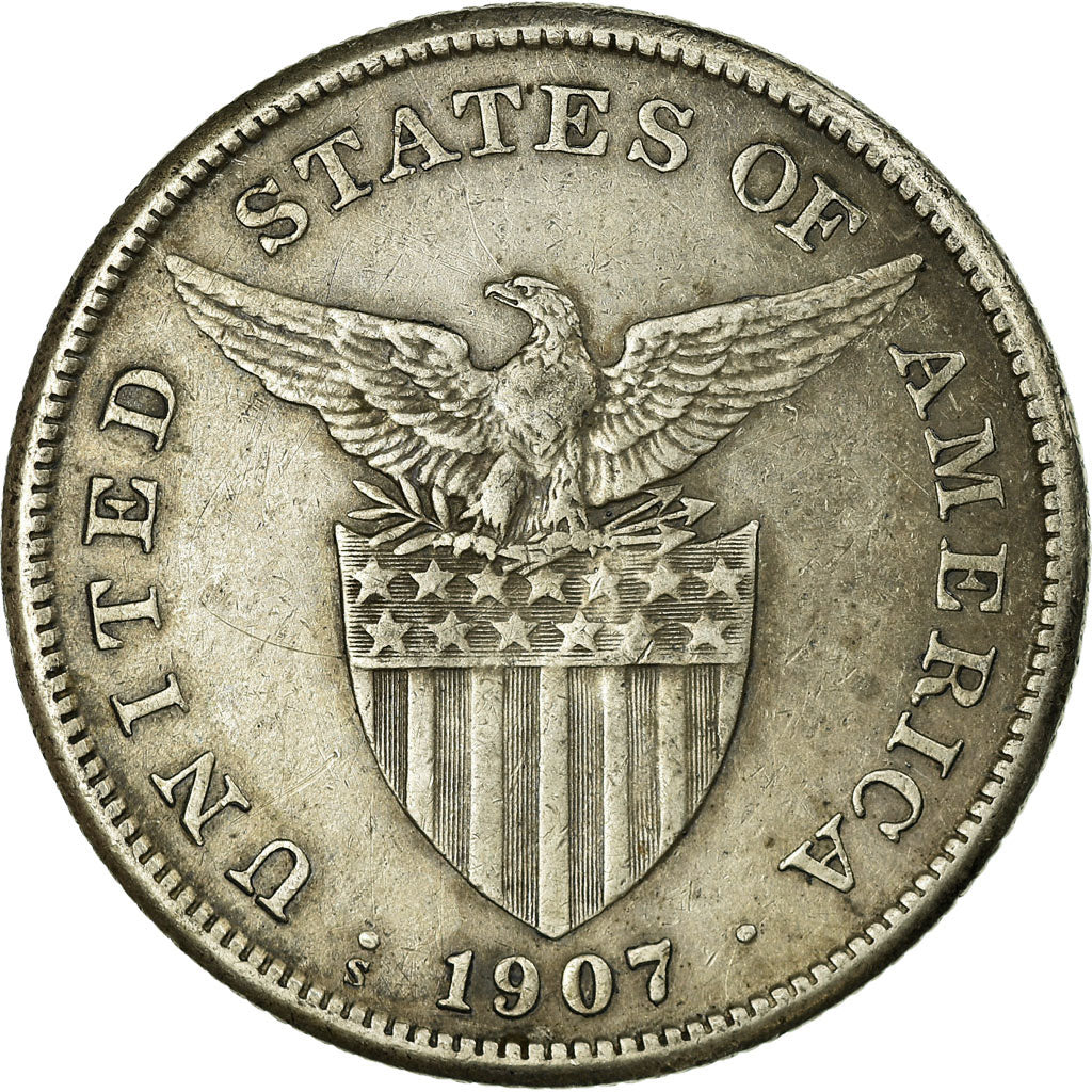 Coin, Philippines, Peso, 1907, San Francisco, EF(40-45), Silver, KM:172