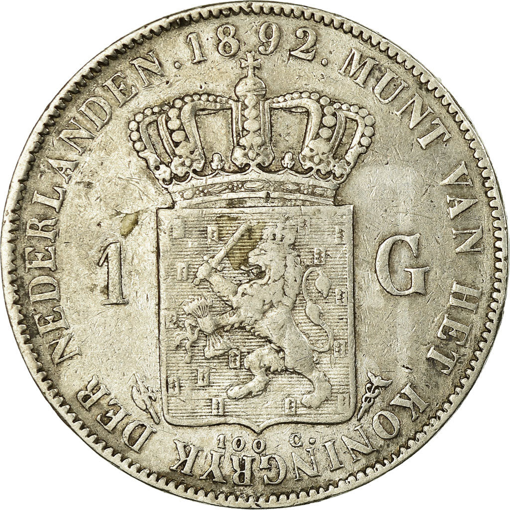 Coin, Netherlands, Wilhelmina I, Gulden, 1892, VF(20-25), Silver, KM:117