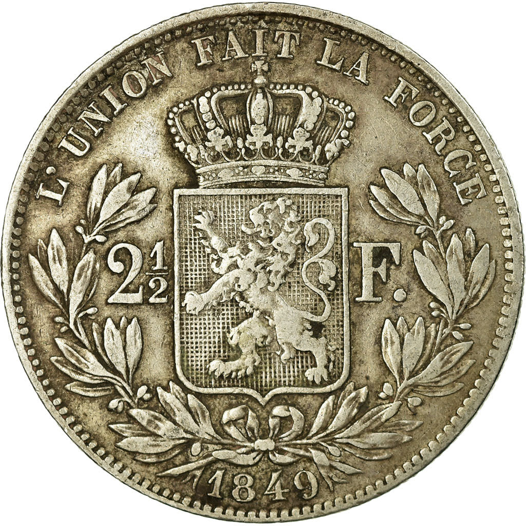 Coin, Belgium, Leopold I, 2-1/2 Francs, 1849, Brussels, EF(40-45), Silver, KM:11