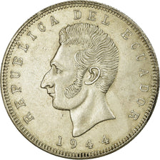 Coin, Ecuador, 5 Sucres, Cinco, 1944, Mexico City, Mexico, MS(60-62), Silver