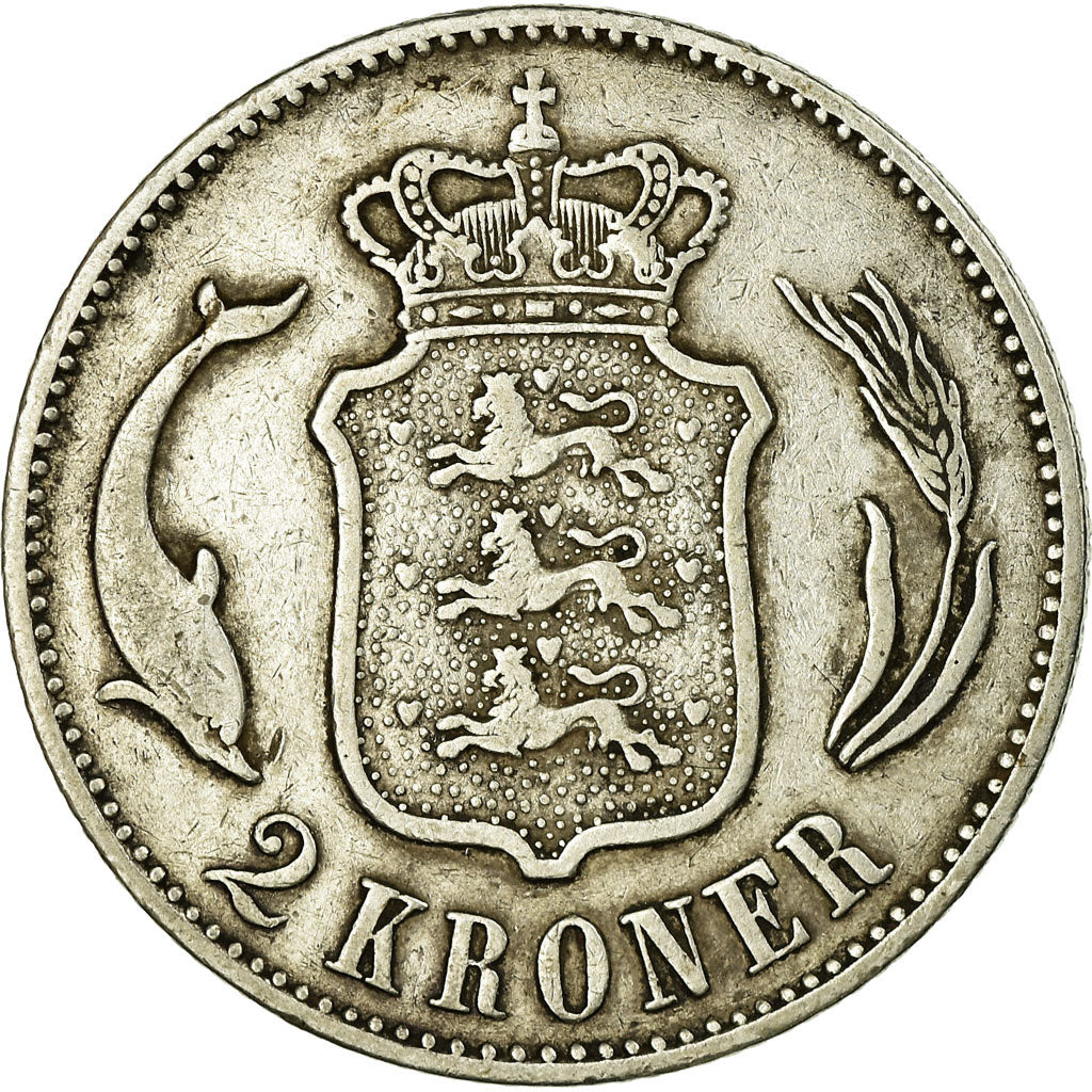 Coin, Denmark, Christian IX, 2 Kroner, 1875, Copenhagen, VF(30-35), Silver