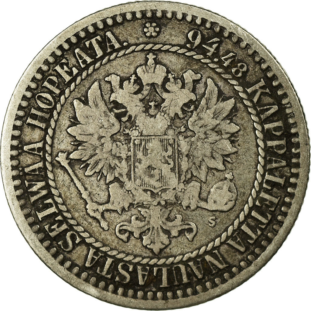 Coin, Finland, Alexander II, Markka, 1866, VF(30-35), Silver, KM:3.1