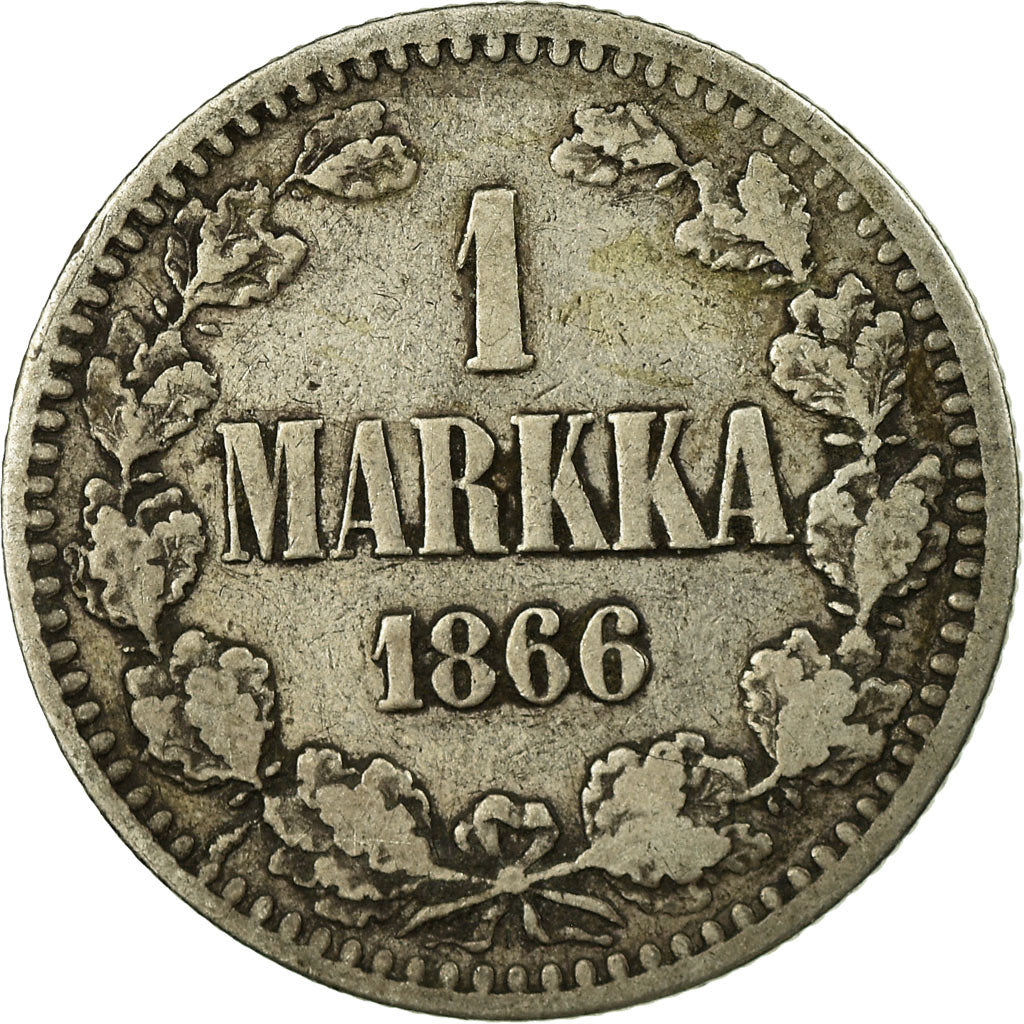 Coin, Finland, Alexander II, Markka, 1866, VF(30-35), Silver, KM:3.1