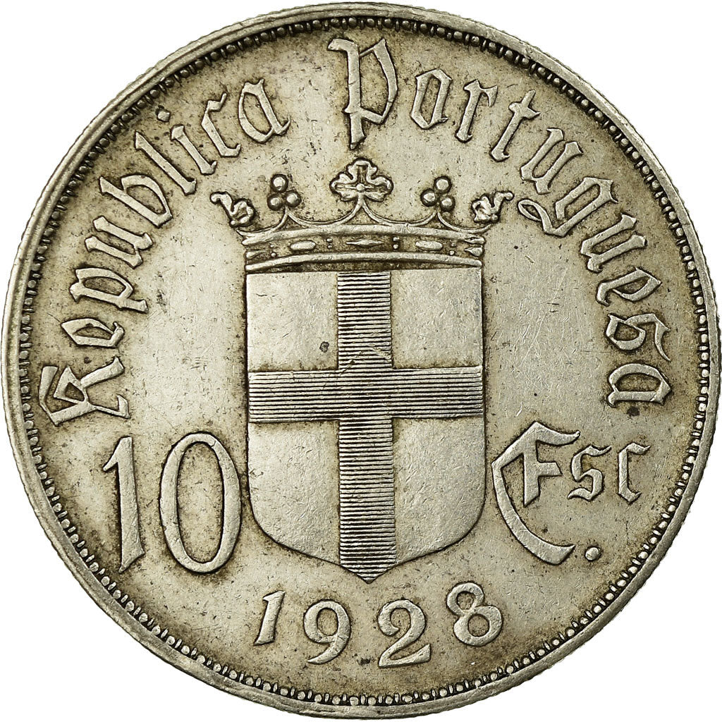 Coin, Portugal, 10 Escudos, 1928, AU(55-58), Silver, KM:579
