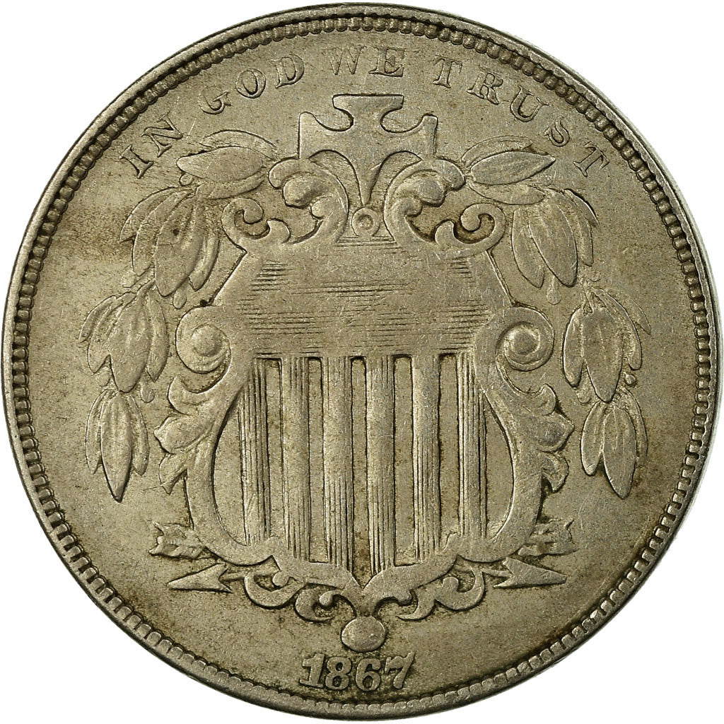 Moneta, Stati Uniti, Shield Nickel, 5 Cents, 1867, U.S. Mint, Philadelphia, BB