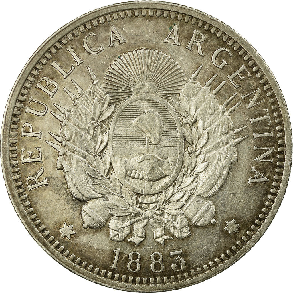 Coin, Argentina, 50 Centavos, 1883, Buenos Aires, EF(40-45), Silver, KM:28