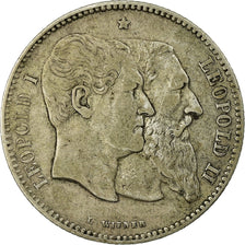 Moneta, Belgia, Leopold II, 2 Francs, 2 Frank, 1880, VF(30-35), Srebro, KM:39