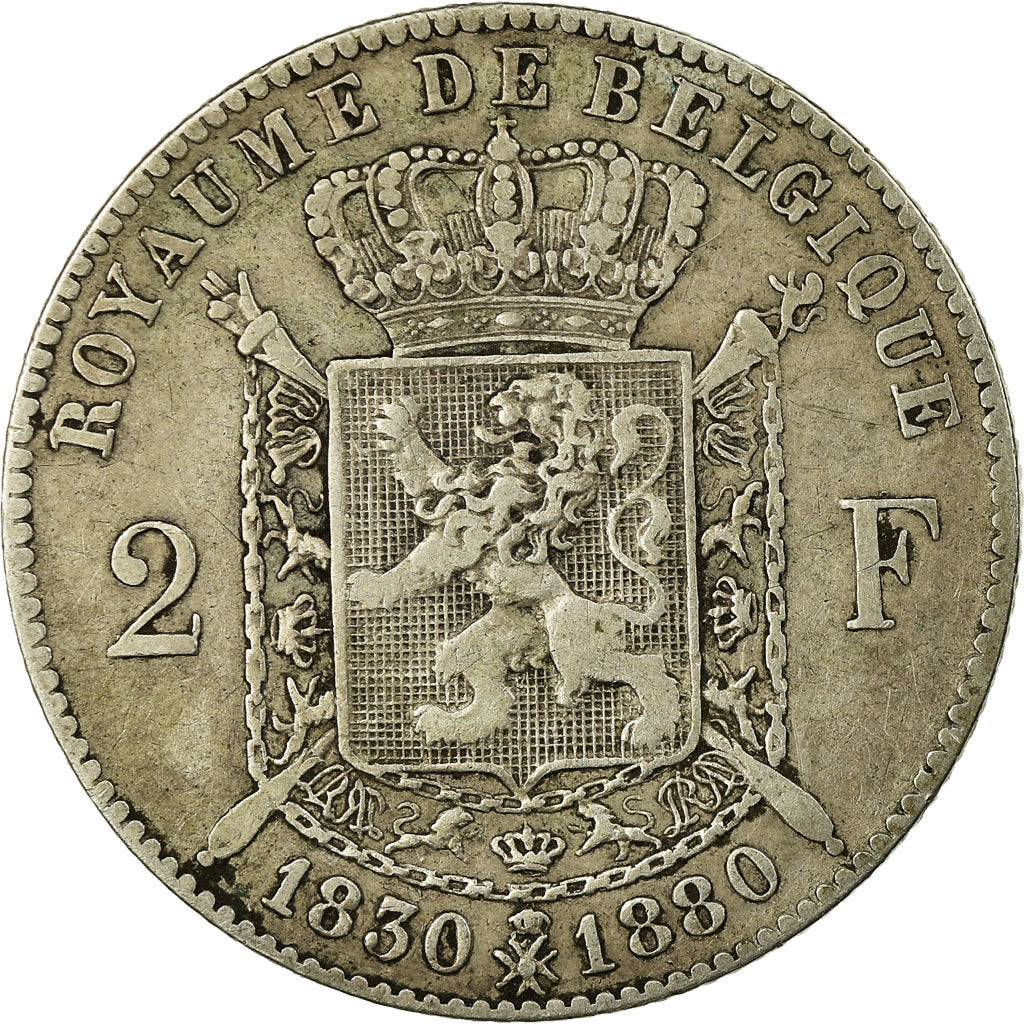Coin, Belgium, Leopold II, 2 Francs, 2 Frank, 1880, VF(30-35), Silver, KM:39