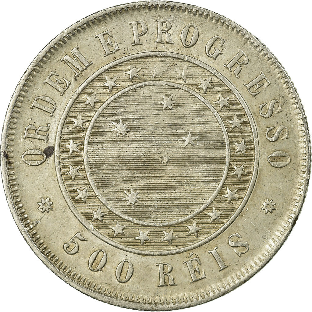 Coin, Brazil, 500 Reis, 1889, EF(40-45), Silver, KM:494