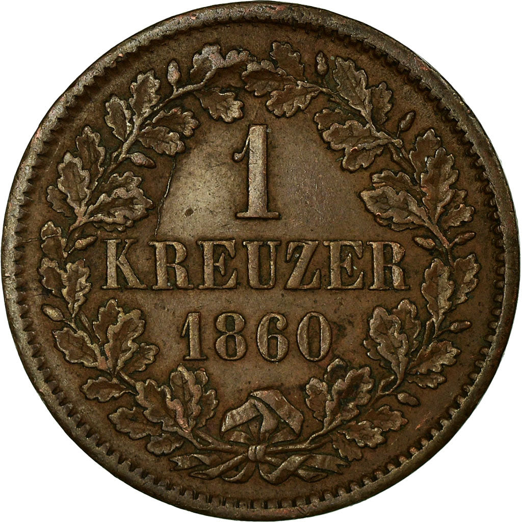 Monnaie, Etats allemands, BADEN, Friedrich I, Kreuzer, 1860, TTB+, Cuivre